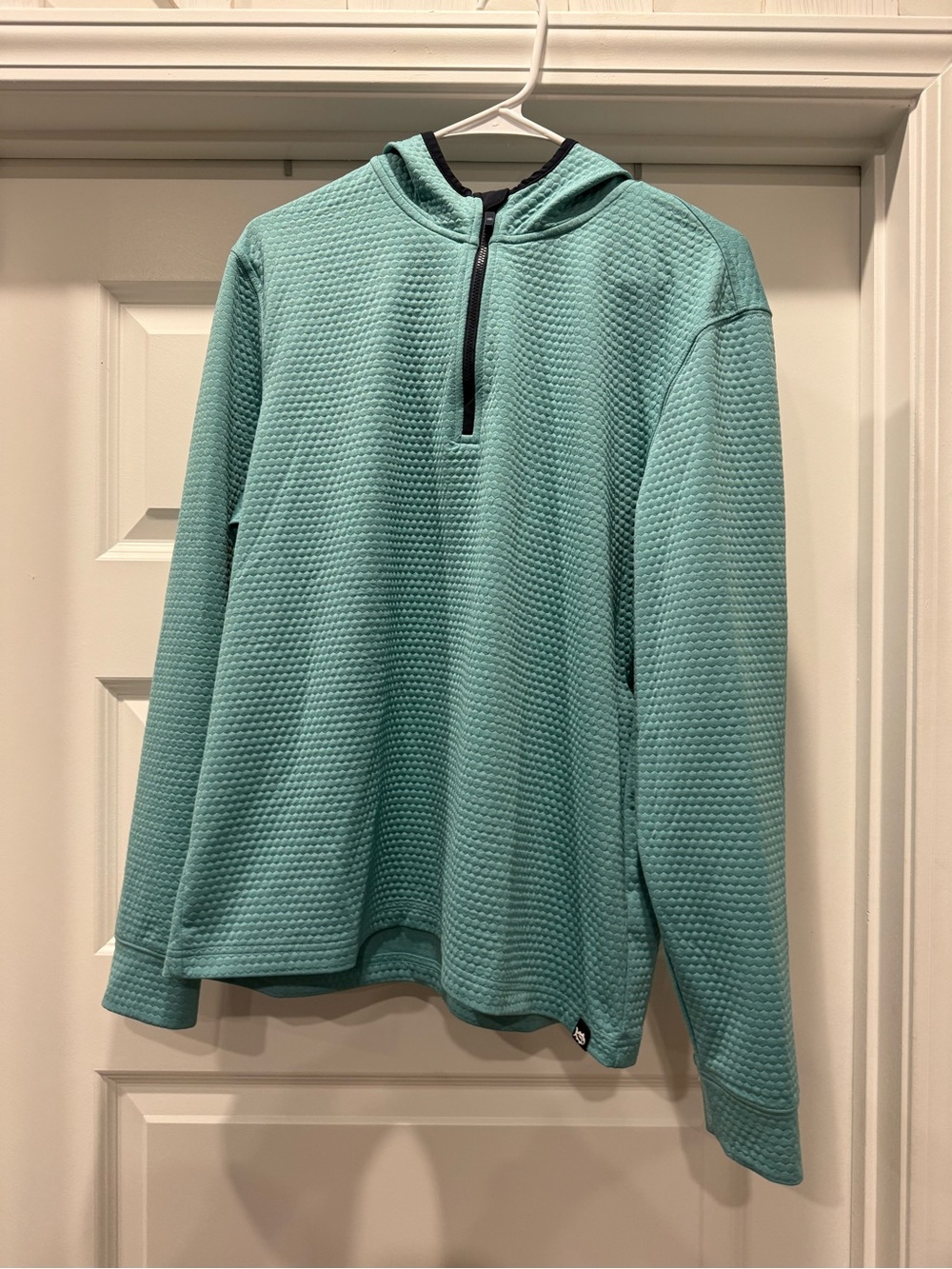 Men's Quarter-Zip Hooded Waffle Knit Pullover - Aqua